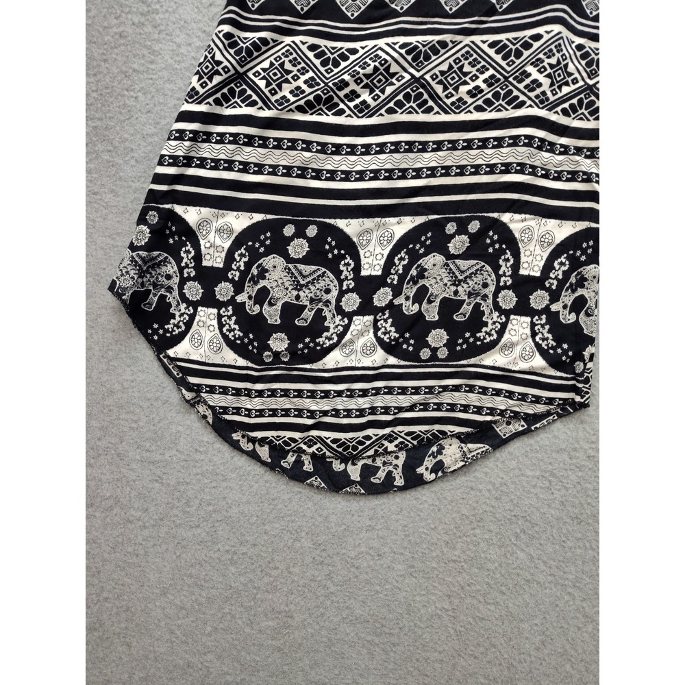 Fashion Nova Women Pant‎ L Black White Animal Print Wide Leg Bohemian Pull On - Picture 4 of 15